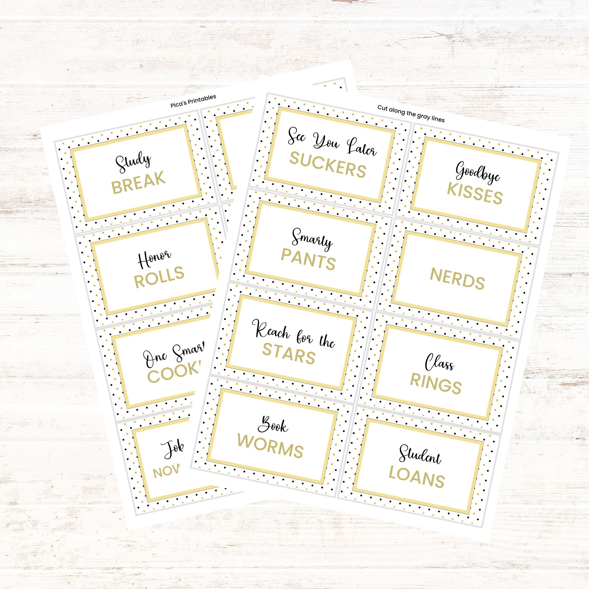 Black and Gold Printable Graduation Party Signs - Pica's Printables