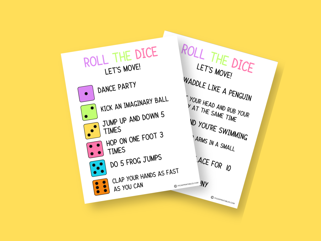 roll the dice exercise game for kids