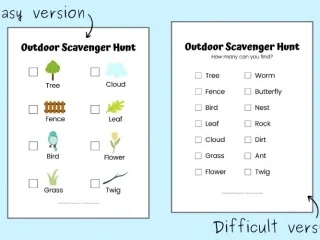 Image for Outdoor Scavenger Hunt for Kids Printables (Easy & Difficult Versions!)