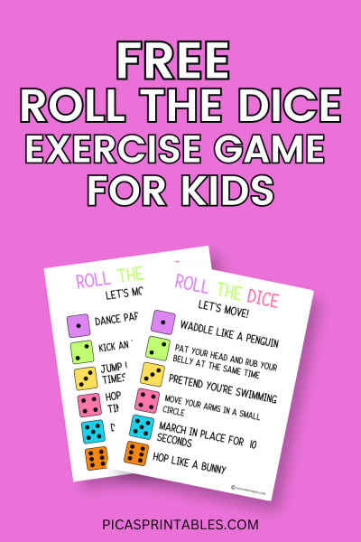 Free Printable Roll the Dice Exercise Game for Kids - Pica's Printables