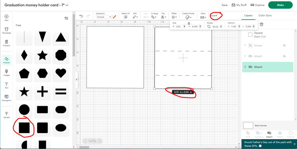 How to make a graduation money holder card in Cricut design space