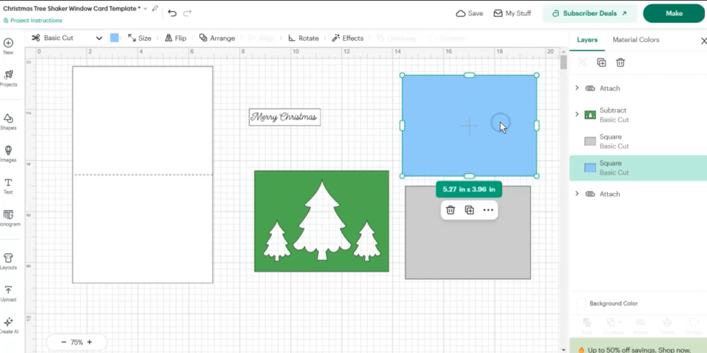 Cricut christmas shaker card template