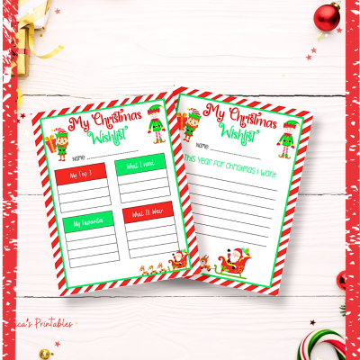 Free Christmas list printable for kids